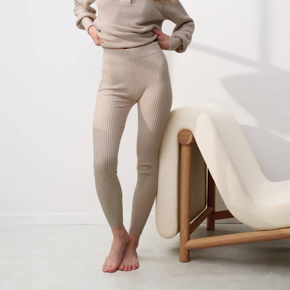 Lunya Cottonsilk Ribbed Legging Otani Tan Size Large New With Tags
